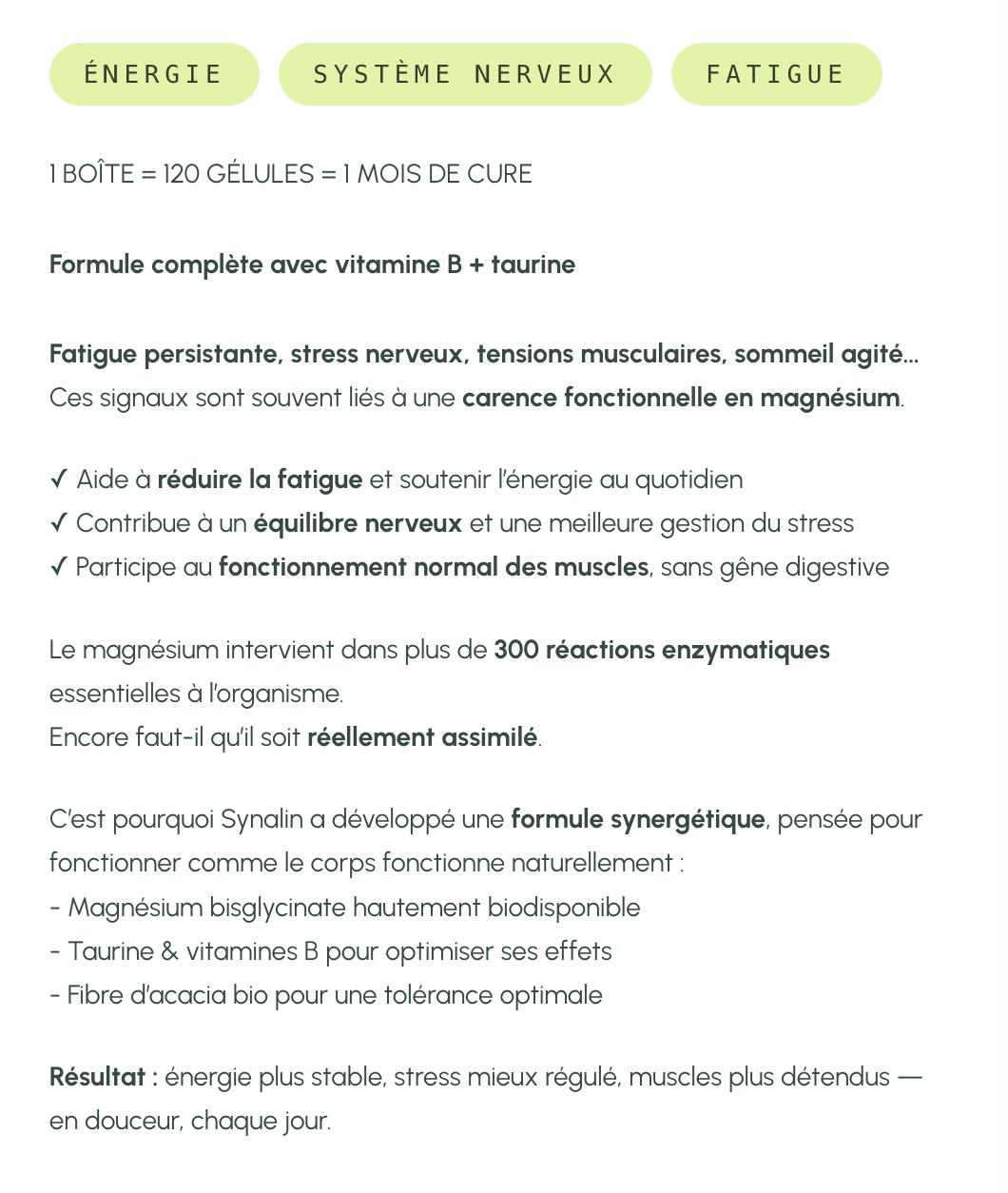 Fiche produit shopify synalin.fr