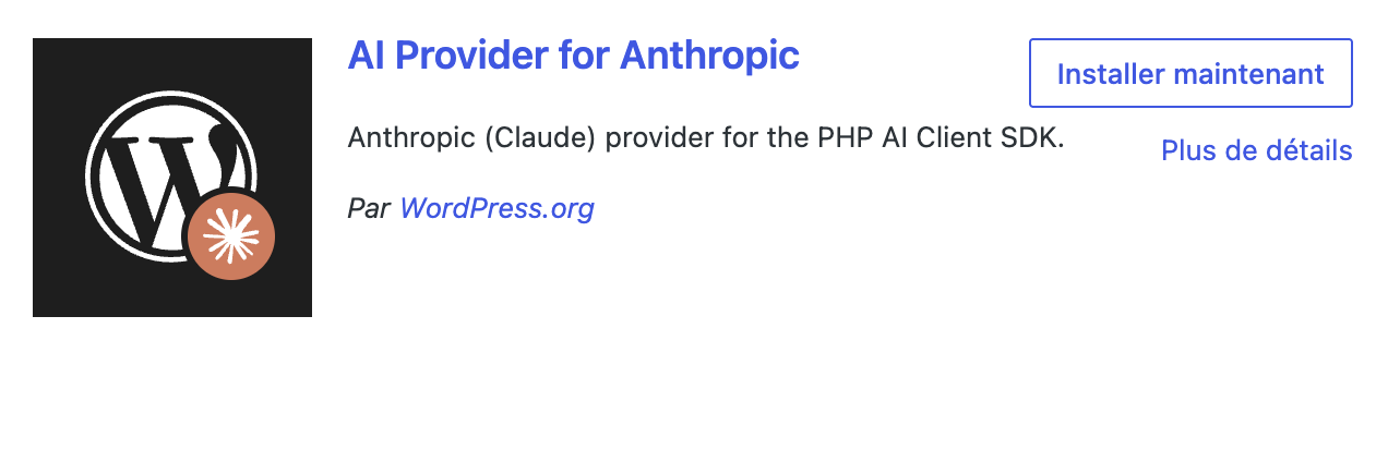 Connecteurs IA WordPress 7.0 OpenAI Claude Gemini réglages