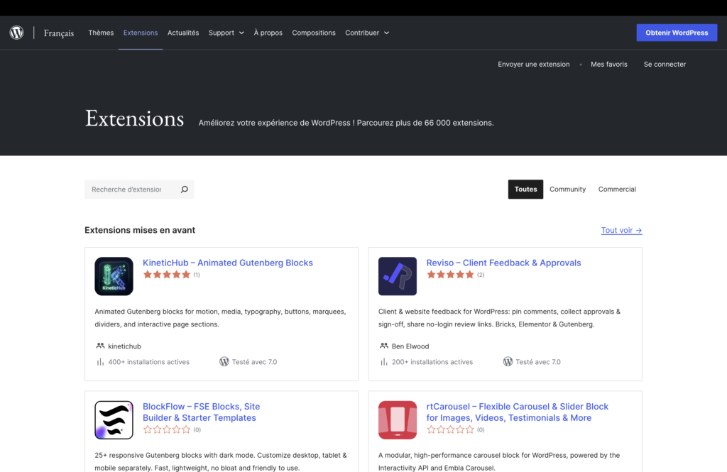 Capture d'écran de sites de grandes marques françaises construits avec WordPress