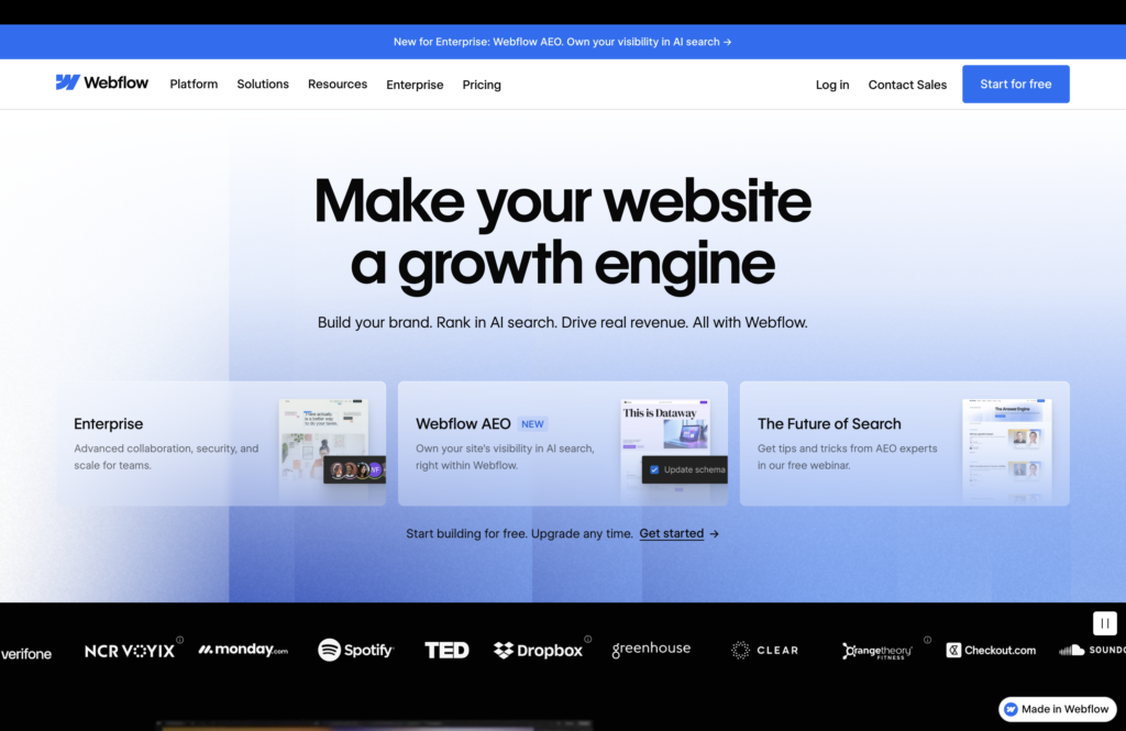 Capture d'écran illustrant la complexité de Webflow