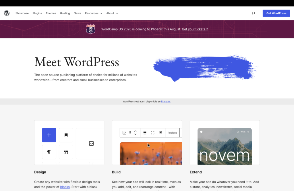 Capture d'écran d'un site WordPress sur mesure