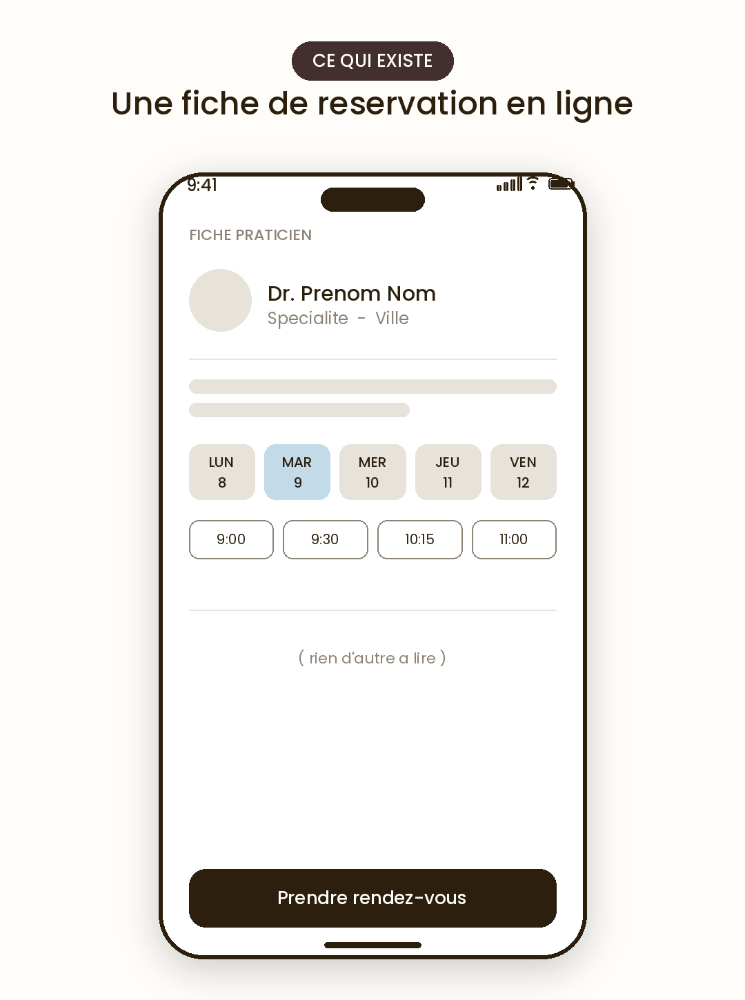 Fiche Doctolib professionnel de santé sur smartphone
