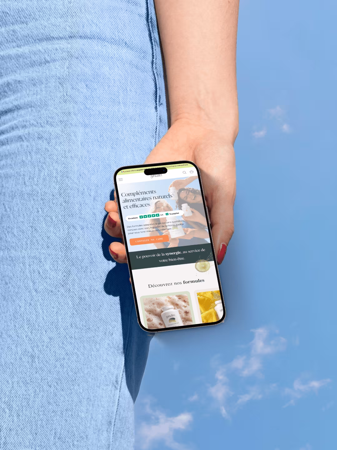 Mockup site internet Shopify marque compléments alimentaires français Synalin